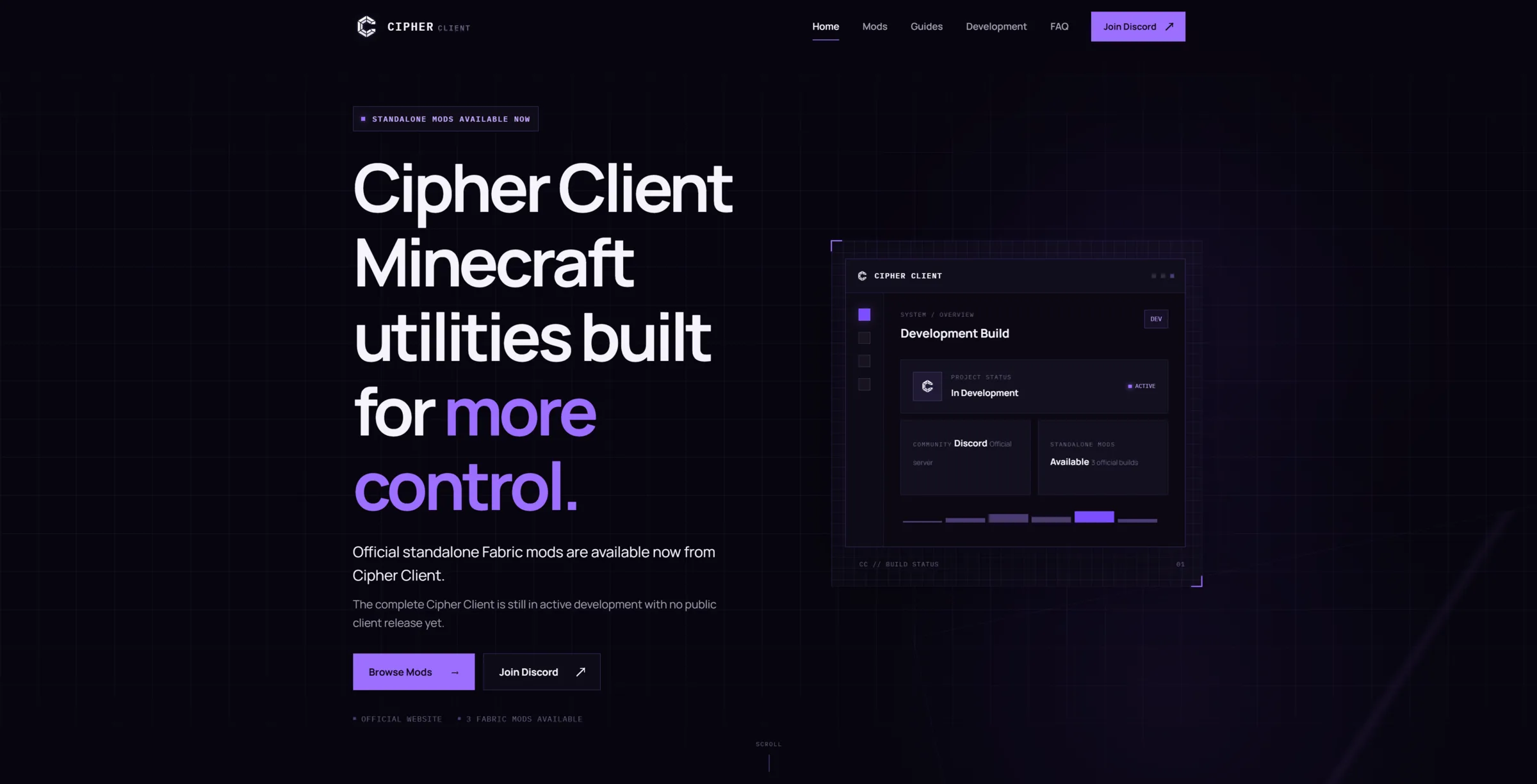 Desktop view of the CipherClient.net homepage