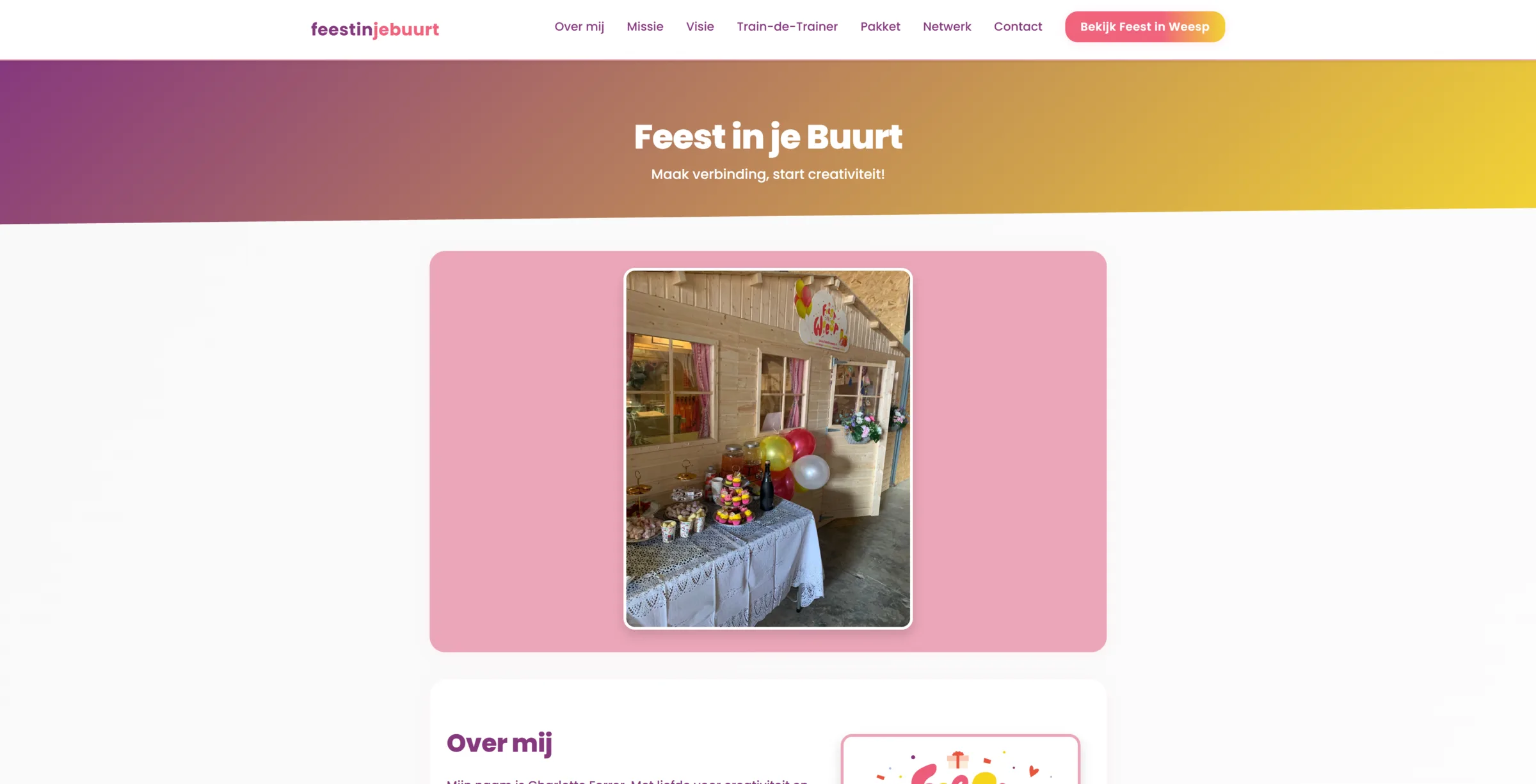 Desktop view of the FeestInJeBuurt.nl homepage
